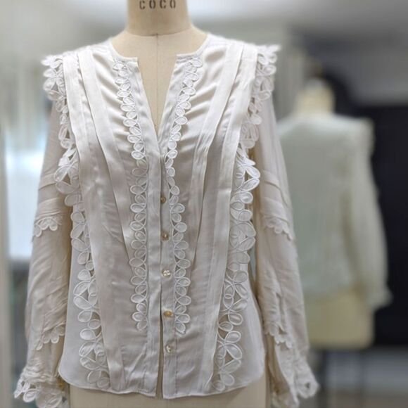 Rebecca Taylor Embroidered Lace Blouse - Picture 2 of 10